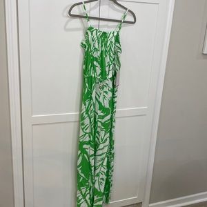 Green floral Lilly Pulitzer jump suit.